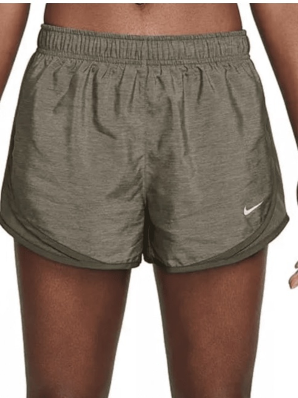 Nike Women's Tempo Dri-FIT Mid-Rise 3-in Running Shorts in Cargo Khaki